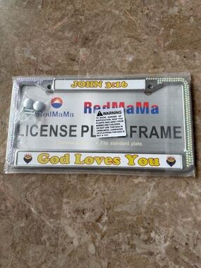 license plate frame  rhinestone JOHN 3:16 and  God Loves You